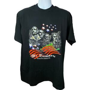 Vintage 90s Black Mt Rushmore South Dakota Tourist T Shirt size XL